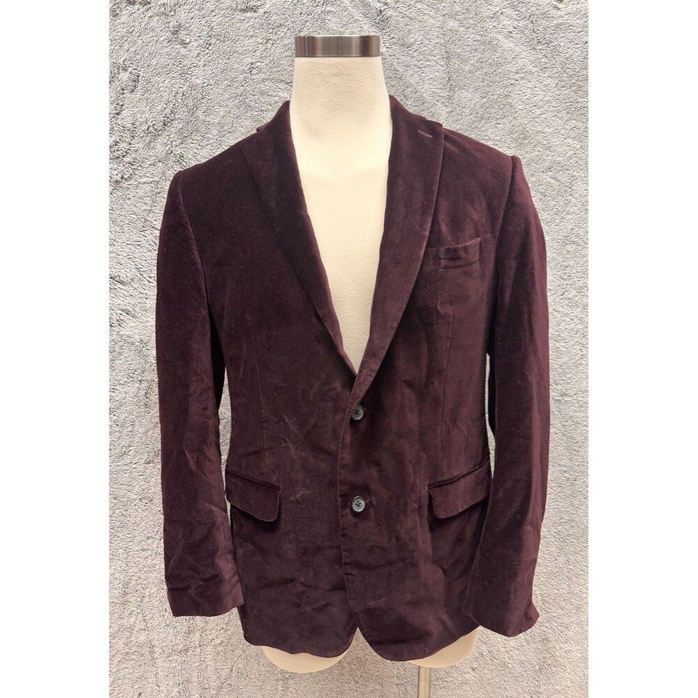 Michael Kors Mens Burgundy Velvet Blazer 2 Button Cotton Sport Coat Jacket